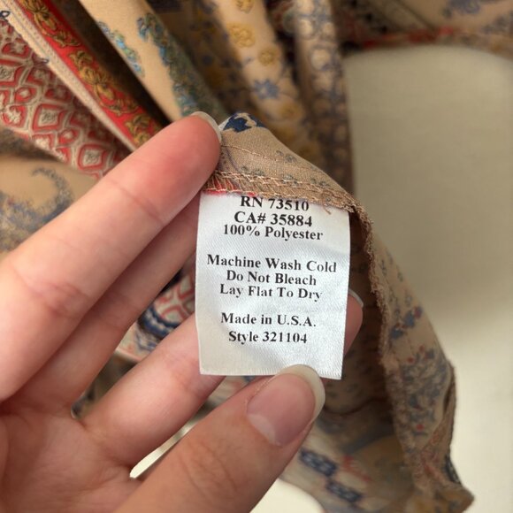 Ivy Jane Boho Printed V-Neck Flowy Peasant High Low Blouse Top - Picture 7 of 8